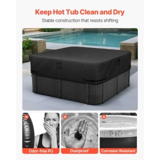 VEVOR Κάλυμμα Υδρομασάζ Εξωτερικού Χώρου 2235x2235x508mm Αδιάβροχο ...