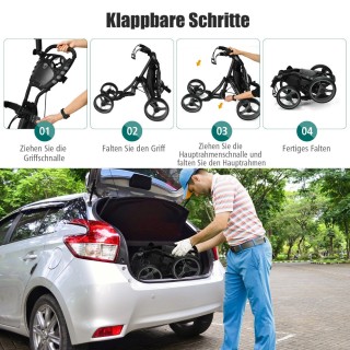 Costway  Υψηλής Ποιότητας Πτυσσόμενο Καρότσι Γκολφ Αλουμινίου με Ρυ...