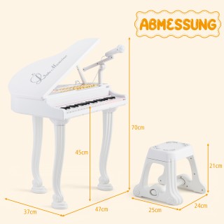 Costway  Παιδικό Πληκτρολόγιο με 37 Πλήκτρα & Σκαμπό, Έξυπνη Ηλεκτρ...