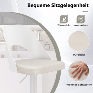 Costway 2 σετ περιστρεφόμενα και ρυθμιζόμενα λευκά σκαμπό μπαρ με ε...