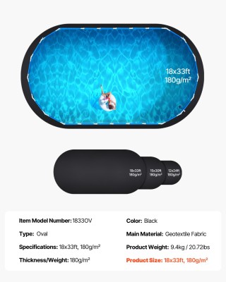 VEVOR Ελλειπτικό Υπόστρωμα Πισίνας 5.5 x 10 μ, Ανθεκτικό Μαξιλάρι γ...