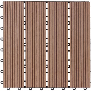 BAKAJI  Σετ 11 Πλακάκια Δαπέδου από WPC για Εξωτερικό Κήπο 30x30 εκ...