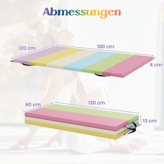 Costway Πτυσσόμενο Στρώμα Γυμναστικής PU με Λαβή Μεταφοράς 180 x 12...