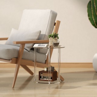 HOMCOM Στρογγυλό Χαμηλό Τραπέζι με 2 Επίπεδα από Ακρυλικό για Εσωτ... HOMCOM Στρογγυλό Χαμηλό Τραπέζι με 2 Επίπεδα από Ακρυλικό για Εσωτ...