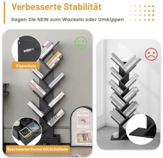 Ξύλινη Επιδαπέδια Ραφιέρα-Βιβλιοθήκη σε Σχήμα Δέντρου 10 Επιπέδων μ...