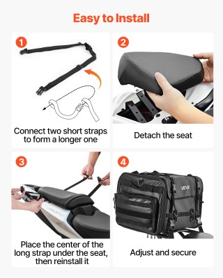 VEVOR Μοτοσυκλετιστική Τσάντα Οπίσθιας Θέσης 40-60L, 23.6 x 12.6 x ...