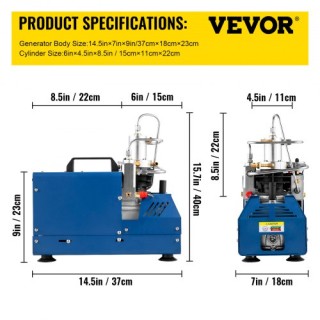 VEVOR  Συμπιεστής Υψηλής Πίεσης 4500PSI/30MPA/300BAR, 1800W 220V, Α...