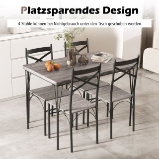 Costway  Σετ Τραπεζαρίας 5 Τεμαχίων με Μεταλλικό Σκελετό και 4 Καρέ...