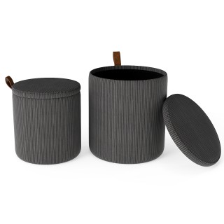 Costway Σετ 2 Στρογγυλών Υποποδίων με Χώρο Αποθήκευσης και Αφαιρούμ...