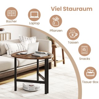 Costway Τριγωνικό Τραπεζάκι Καφέ με Μεταλλικά Πόδια, Οβάλ Τραπεζάκι...