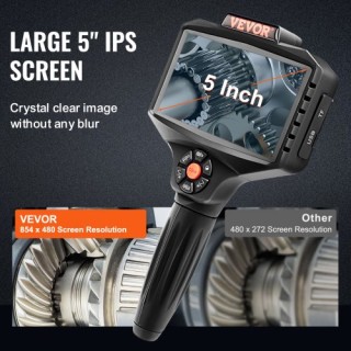Κάμερα Επιθεώρησης VEVOR με Τριπλό Φακό και Φωτισμό, 5 Οθόνη, 16.5F...