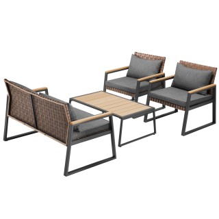 BAKAJI Σετ Σαλονάκι Κήπου Καθιστικό Πολυθρόνες και Τραπέζι Εξωτερι... BAKAJI Σετ Σαλονάκι Κήπου Καθιστικό Πολυθρόνες και Τραπέζι Εξωτερι...