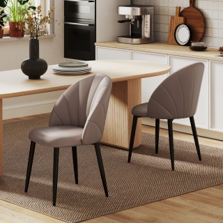 Σετ 2 Καρέκλες Τραπεζαρίας από PU Δέρμα με Μεταλλικά Πόδια και Πλάτ...