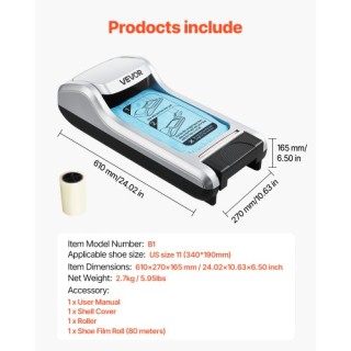 VEVOR Αυτόματος Διανομέας Καλυμμάτων Παπουτσιών έως Νο 11 SDXTJXDMM...