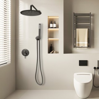 VEVOR Σετ Βρύσης Ντους με Στρογγυλή Κεφαλή Βροχής & Χειρολαβή σε Μα...