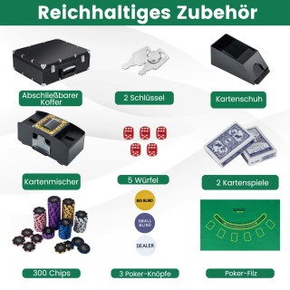 Costway Σετ Πόκερ 300 Μάρκες με Αξεσουάρ και Κάρτες UY10099BK