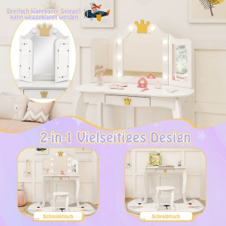 Costway  Παιδικό Τραπέζι Μακιγιάζ με Φωτισμό και Τριπλό Αναδιπλούμε...