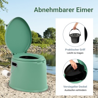 Costway Φορητή Τουαλέτα Κάμπινγκ με Αποσπώμενο Κάδο έως 200 kg - Πρ...