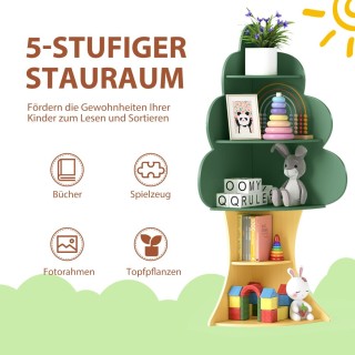 Costway  Παιδική Βιβλιοθήκη Baum-Design: Ξύλινη και Πράσινη με 5 Επ...