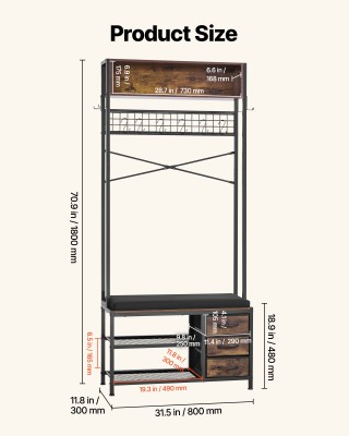 VEVOR Πολυλειτουργική Κρεμάστρα Εισόδου με Παγκάκι και Συρτάρια, 18... VEVOR Πολυλειτουργική Κρεμάστρα Εισόδου με Παγκάκι και Συρτάρια, 18...