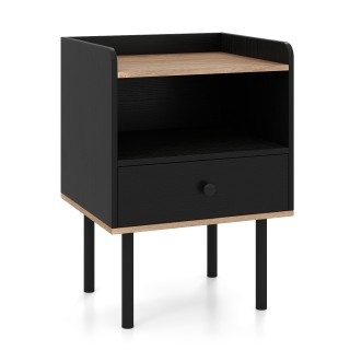 Costway Μοντέρνο Κομοδίνο με Συρτάρι και Ανοιχτό Ράφι, Μαύρο με Μετ... Costway Μοντέρνο Κομοδίνο με Συρτάρι και Ανοιχτό Ράφι, Μαύρο με Μετ...