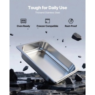 VEVOR Σετ 4 Ανοξείδωτες Λεκάνες Ξενοδοχείου 1/2, Βάθος 2.5 ίντσες 1...