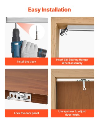 VEVOR Σετ Συρόμενης Πόρτας 1746 mm με Μηχανισμό Soft Close για Ομαλ...