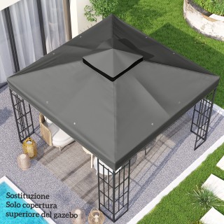Outsunny Κάλυμμα για Κιόσκι Κήπου 3x3m UPF30+ με 2 Επίπεδα από Πολυ...