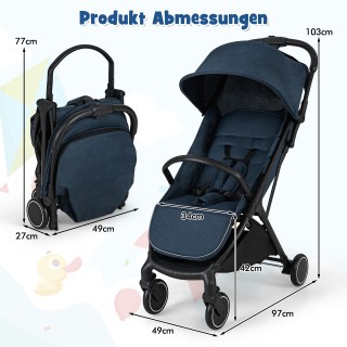 Costway  Πτυσσόμενο Παιδικό Καροτσάκι Ταξιδιού με Θέση Ξαπλώματος, ...