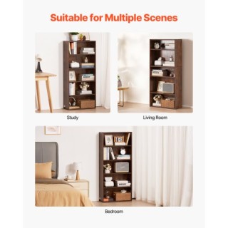 VEVOR Ράφι Βιβλιοθήκης 5 Επιπέδων 59,8 x 23,7 x 134,5 cm  Ξύλινο Κα...