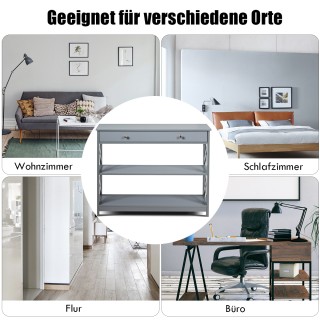 Costway Κονσόλα 3 επιπέδων με συρτάρι, ξύλινη, γκρι, 100 x 30 x 80... Costway Κονσόλα 3 επιπέδων με συρτάρι, ξύλινη, γκρι, 100 x 30 x 80...