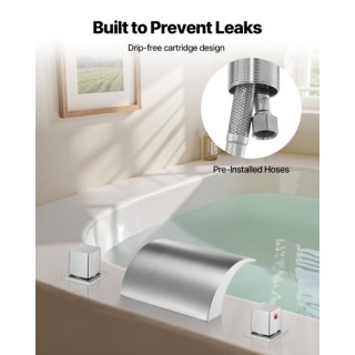 VEVOR Ανανεωμένος Βρυσάκι Μπανιέρας 3 Οπών, Ασημί Διπλή Ροή DFPTKBD... VEVOR Ανανεωμένος Βρυσάκι Μπανιέρας 3 Οπών, Ασημί Διπλή Ροή DFPTKBD...