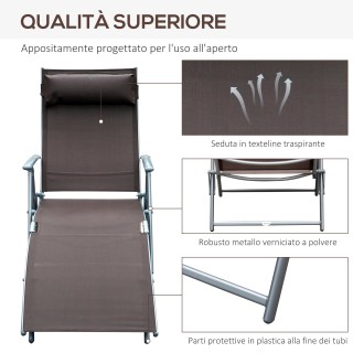 Outsunny Πτυσσόμενη Ξαπλώστρα Relax με καφέ μαξιλάρι κήπου 84B-184BN