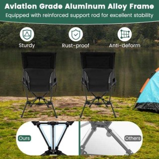 Costway Ελαφριά Αναδιπλούμενη Καρέκλα Κατασκήνωσης με Ψηλή Πλάτη & ...