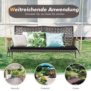 Costway Διθέσια Κρεμαστή Κούνια Βεράντας από Ρατάν με Άνετο Μαξιλά... Costway Διθέσια Κρεμαστή Κούνια Βεράντας από Ρατάν με Άνετο Μαξιλά...