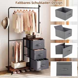 Costway Διπλή Ράγα Ρούχων με 2 Ράφια & 3 Πλαϊνούς Γάντζους & 3 Υφασ...