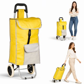 BAKAJI Καρότσι Τρόλεϊ Ψυγείο Zeus Κίτρινο με Ρόδες και Εργονομική Λ...