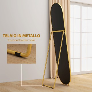 HOMCOM Ολόσωμος Καθρέφτης Δαπέδου με Πτυσσόμενη Βάση, Γυαλί και Μέτ...