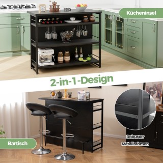 Costway Μπαρ Ντουλάπι με 4 Ανοιχτά Ράφια & Κρασοθήκη & Κρεμάστρα Πο...