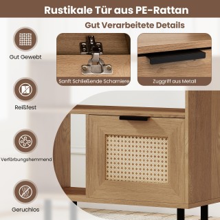 Costway Ρατάν Κομοδίνο με Μεταλλικά Πόδια και Αποθηκευτικό Χώρο 59 ...