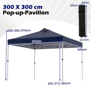 Costway Πτυσσόμενο κιόσκι κήπου Pop-Up 3 x 3 μ. μπλε με 4 σακιά άμμ...