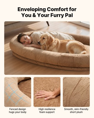 VEVOR Ορθοπεδικό Κρεβάτι Σκύλων για Ανθρώπους - Καφέ, 1770 x 1230 x...