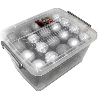 BAKAJI Σετ Χριστουγεννιάτικων Μπάλων 70 Τεμαχίων Ασημί Διαφορετικών...