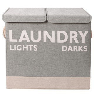 BAKAJI Διπλό Καλάθι Απλύτων με Χειρολαβές 02842255 BAKAJI Διπλό Καλάθι Απλύτων με Χειρολαβές 02842255