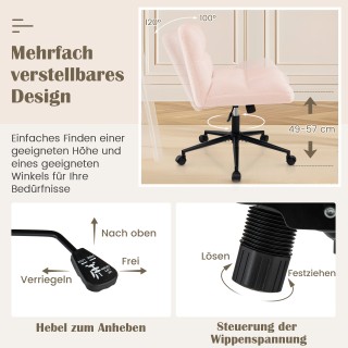 Costway Ροζ Καρεκλάκι Γραφείου με Ροδάκια και Ευρύ Κάθισμα Χωρίς Μπ... Costway Ροζ Καρεκλάκι Γραφείου με Ροδάκια και Ευρύ Κάθισμα Χωρίς Μπ...