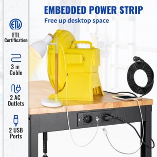 Ρυθμιζόμενος Πάγκος Εργασίας VEVOR 183x64cm με Ξύλινη Επιφάνεια & Μ...