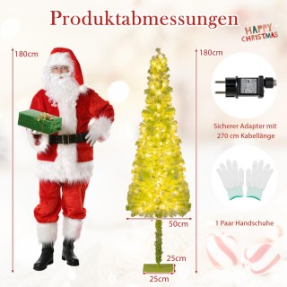 Costway 180 εκ. Τεχνητό Χριστουγεννιάτικο Δέντρο με Φωτισμό και Χιό...