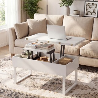 Costway Πολυλειτουργικό Τραπεζάκι Σαλονιού 3 σε 1 με Ρυθμιζόμενο Ύψ...