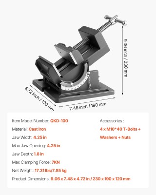 VEVOR Κλιμακούμενη Μέγγενη 4.25, Φορητή για Ξύλο, Μαύρη JCTHQ425INC... VEVOR Κλιμακούμενη Μέγγενη 4.25, Φορητή για Ξύλο, Μαύρη JCTHQ425INC...