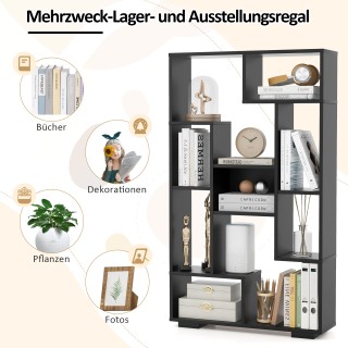 Costway Μοντέρνα Γεωμετρική Βιβλιοθήκη με Ανοιχτά Ράφια και Προστασ...